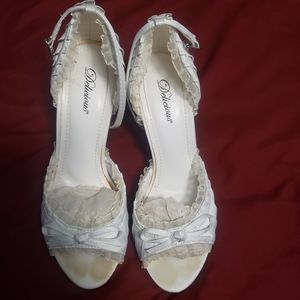 White Satin High Heels